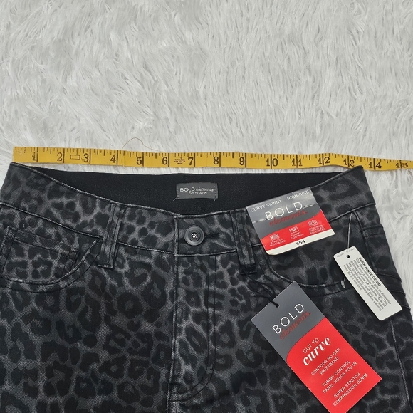 Leopard Print Jeans Curvy Skinny Push Up SHAPE & SLIM Black Gray Grey - Picture 11 of 14